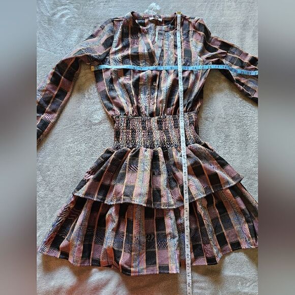 NWT BTFL - Life Metallic Thread Plaid Long Sleeve Dress XS - Picture 9 of 10